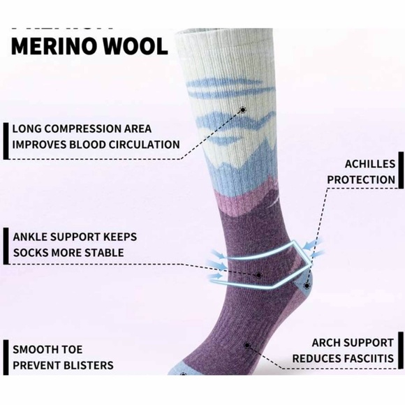 3 Pr Merino Wool Knee Socks Medium - Picture 3 of 5